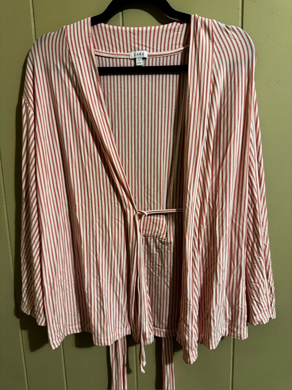 Lake 3 piece pink and white striped pajama set size large
